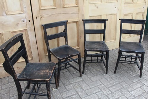 stunning Original chapel church chairs with prayer book shelf